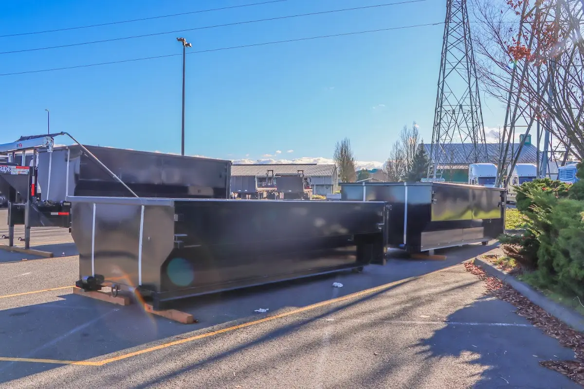 Roll-off dumpster ready for waste disposal at job site for Construction Dumpster Rental in Sea Cliff